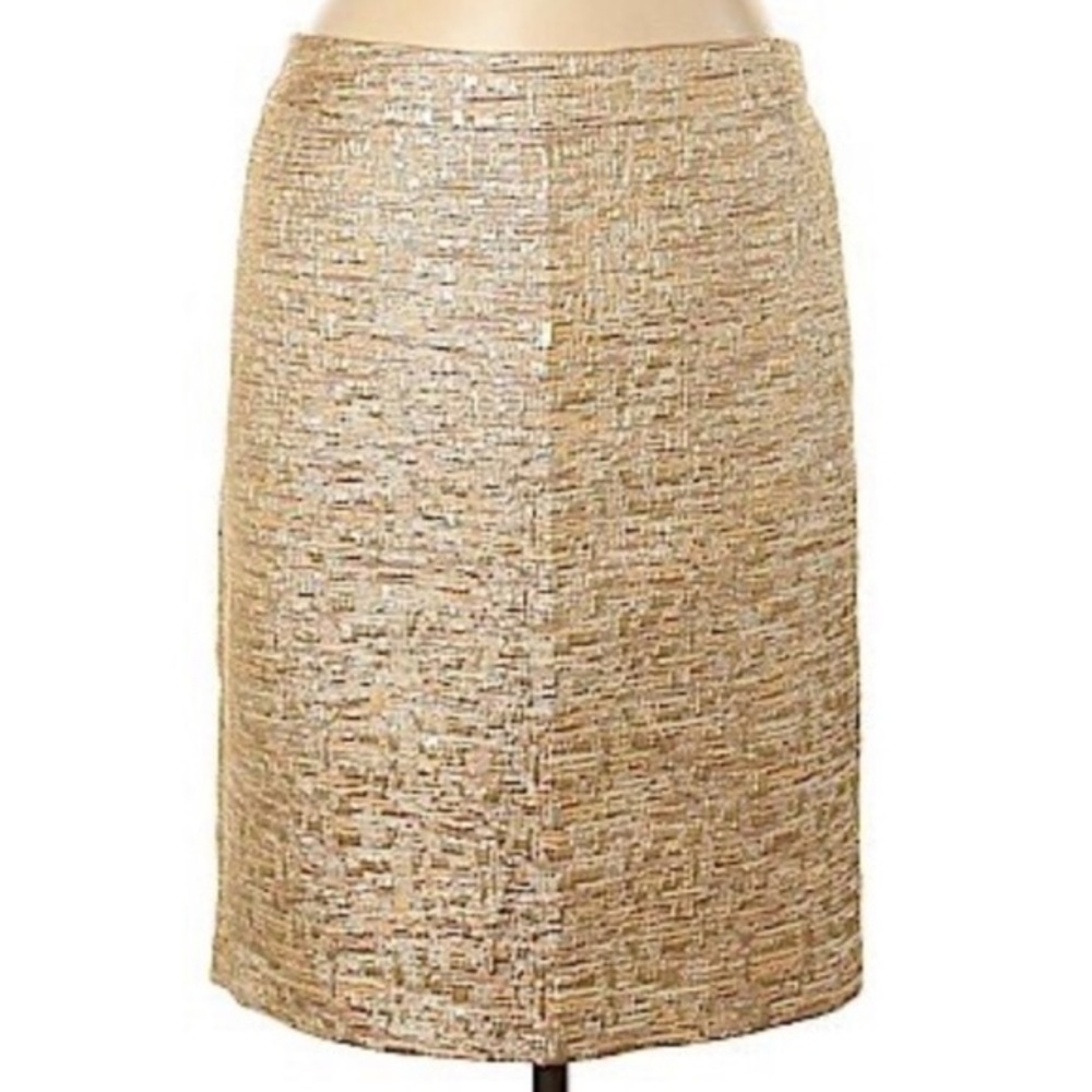 METALLIC GOLD SHIMMER JACQUARD WOVEN WILLI SMITH LINED PENCIL SKIRT 6